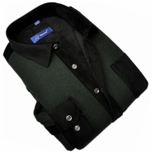 袋鼠男士保暖衬衫休闲男装正品针织料加绒加厚纯棉长袖拼接纯色