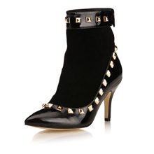 2013秋冬新款时尚、休闲、尖头漆皮超高跟短靴女靴批发VA313004