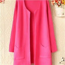 2013秋新款热卖外贸女装韩版中长款纯色长袖无扣针织开衫外套