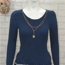 2013女装秋冬裙边横条有项链