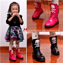 2013韩版冬季女童高帮骷髅头马丁靴女童防水高帮皮鞋高筒靴