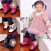 2013冬季韩版漆皮女童雪地靴防水小狐狸靴子儿童厚底棉靴27-31码