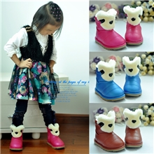 13新款童鞋批发韩版男女童笑脸熊猫雪地靴儿童靴保暖中帮棉鞋