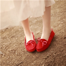 2013新款真皮蝴蝶结甜美防滑按摩牛筋底平底豆豆鞋女单鞋批发供应