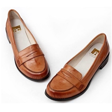 2013新款外贸英伦复古风真皮高跟粗跟中性浅口单鞋女批发