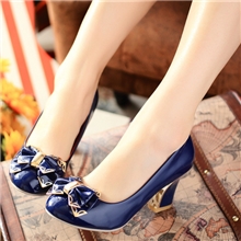 2013新款女士单鞋金边甜美蝴蝶结高跟浅口女鞋子舒适粗跟大码鞋