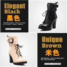 韩佳人真皮马丁靴女靴短靴高跟厚底欧美爆款机车鞋温州女鞋厂家