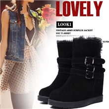 冬季ASH同款厚底保暖内增高坡跟高跟雪地靴子女鞋红鹰鸟温州厂家