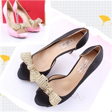 爆款2013最新华伦女神时尚单鞋水钻蝴蝶结鱼嘴侧空高跟鞋婚鞋