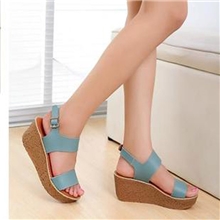 厂家直销夏季新款高跟防水台真皮松糕厚底坡跟女凉鞋33-40码批发