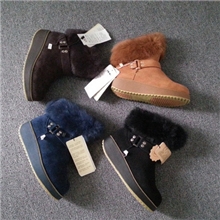 现货批发内销牛皮真毛厚底瑶瑶底雪地靴女短靴