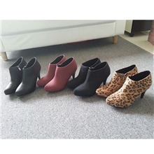 现货批发外贸原单有档次欧美豹纹侧拉链高跟鞋高跟单鞋女鞋