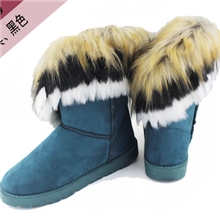 2013新款冬季仿狐狸毛兔毛雪地靴女士中筒靴保暖鞋流苏棉鞋