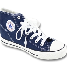 爆款KW经典款韩版松糕女士系带厚底休闲帆布鞋高帮内增高7厘米