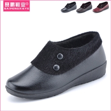 赛鹏2013年最新款秋冬纽扣毛口女鞋坡跟单鞋短毛绒保暖棉鞋批发