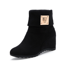 厂家直销坡跟女靴欧美女靴内增高短靴子真皮女靴批发