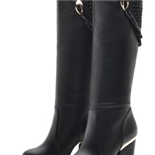 2013秋冬款莫蕾蔻蕾A07-3冬季保暖长筒靴粗跟高跟鞋烫钻女鞋女靴