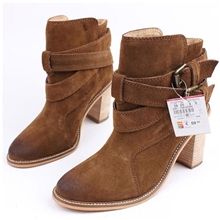 2013秋冬新款欧美大牌时尚真皮女靴牛皮粗跟靴子短靴马丁靴女鞋