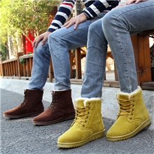 劲潮冬季新款纯色富绒布雪地靴批发中筒男靴女靴棉鞋靴子批发