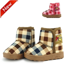 2013冬款爆款儿童保暖雪地靴韩版时尚格子愤怒小鸟棉婴儿鞋