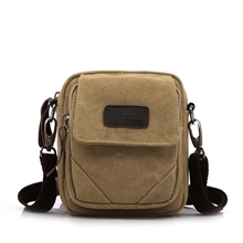 休闲男士腰包包单肩斜跨包纯棉帆布多功能小包户外