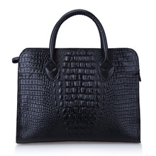 欧美新款鳄鱼纹真皮女包啄木鸟同款牛皮OL品牌高档商务女包