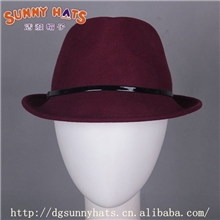 韩版秋冬天女士时尚纯羊毛毡帽胶带扣可爱爵士潮款小礼帽