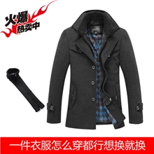 秋季男士新款风衣大衣批发厂家供应商务秋冬男装男式呢子风衣外套