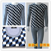 冬季热卖男式提花加厚不倒绒保暖内衣套装新款厂家直销内衣批发