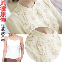 女装新款雪纺衫夏秋季雪纺上衣女士长袖衬衫韩式衬衣手工