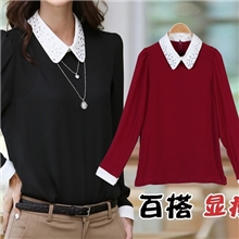 2013春秋OL新款韩版雪纺长袖上衣衬衫职业女装衬衣娃娃领雪纺衫