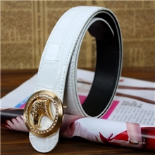 新款男士真皮老鹰头皮带女士时尚韩版潮鳄鱼纹牛皮裤带圆头休闲