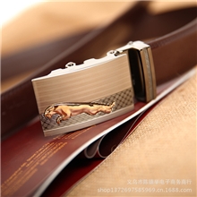 厂家批发新款男士自动扣皮带高档广州合金电镀时尚豹头真皮皮带