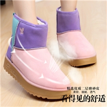 2013冬季新款短筒牛皮绒雪地靴韩版拼色厚底保暖套筒短靴棉鞋女