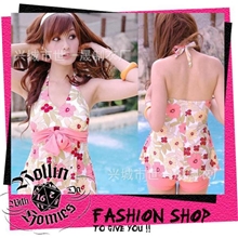 太阳花保守学生泳衣比基尼分体成年女游泳衣带胸垫厂家批发直销