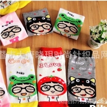 可爱女款卡通袜子热销哈喽莱莱创意眼镜袜子短款卡通袜批发