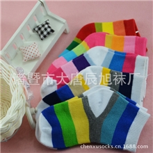 厂家直销秋款彩条款女童袜批发宝宝公主袜子纯棉中筒无骨袜子