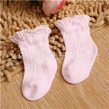 三双组无骨缝头细网眼松袜口婴儿袜宝宝纯棉中帮儿童棉袜