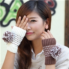 工厂赵毛线手套冬季秋冬天保暖韩版可爱露指半指手套女S820