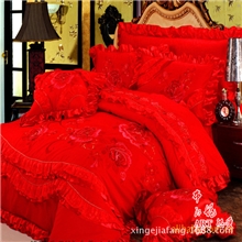 批发新款红颜知己七件套全棉绣花被套婚庆套件特价床上用品