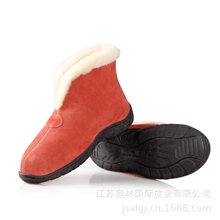 皮毛一体棉拖鞋包跟厚底棉鞋羔羊毛家居保暖鞋情侣保暖鞋鞋厂家