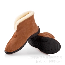 美利奴羔羊毛皮毛一体家居保暖鞋女式高帮棉鞋浅棕色厂家源头批发