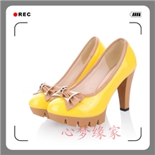 厂家直销蝴蝶结粗跟女士高跟单鞋女鞋女式鞋粗跟单鞋新款