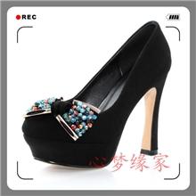 2013年春秋季热卖爆款水钻防水台真皮单鞋时尚流行女士高跟鞋