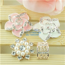现货ＤＩＹ发饰配件批发珍珠水钻扣珍珠花盘钻扣DIY饰品