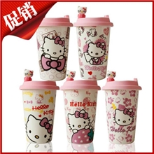卡通可爱hellokitty杯子星巴克创意陶瓷杯子水杯咖啡牛奶杯带盖