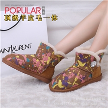 2013厂价直销羊皮毛一体涂鸦3352女款保暖雪地靴