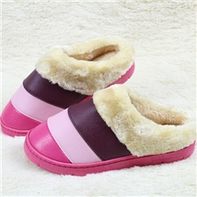 冬季淘宝热卖爆款厂家直销批发三拼色皮家居棉拖鞋创意居家棉鞋