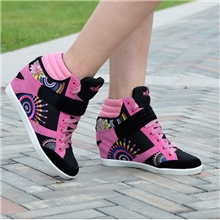 民族风运动套装女款韩版休闲透气鞋隐形内增高女鞋单鞋真皮坡跟潮