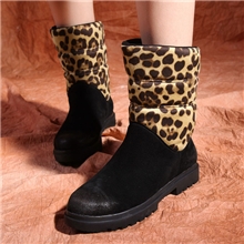 2012新款靴子秋冬雪地靴时尚拼色豹纹中靴厚底女靴爆单200000对